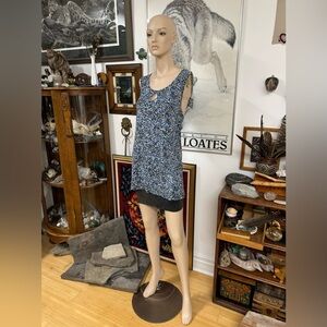 Blue, Black, & Yellow All-Over Patterned Tank Top